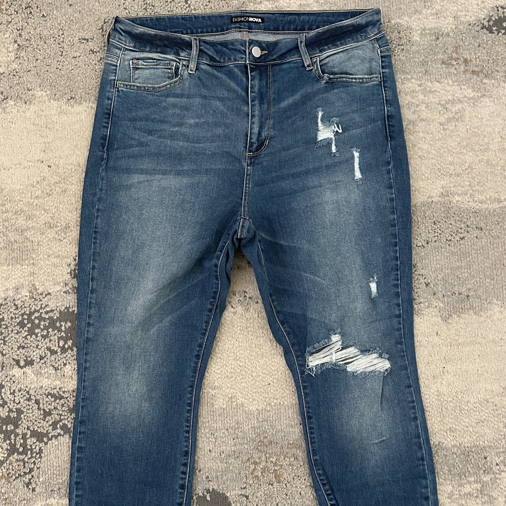 Fashion Nova Distressed Blue Jeans